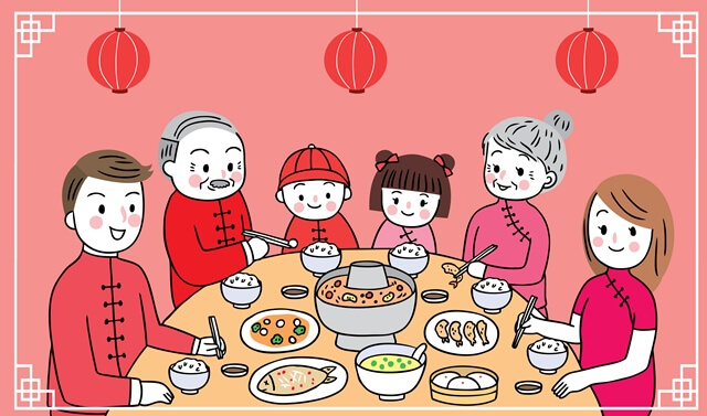 Tradição chinesa - Família Reunida para Comer