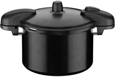 Panela de Pressão Tramontina Valência Black em Alumínio com Revestimento Cerâmico Preto 24 cm 7 L